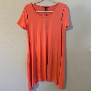 Coral T-shirt Dress with Shoulder Slits - NWT